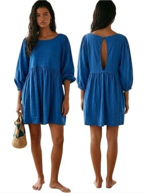 Free People Beach FP Beach Get Obsessed Babydoll Dress size XS blue VGUC